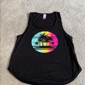 Black palm tree tank top